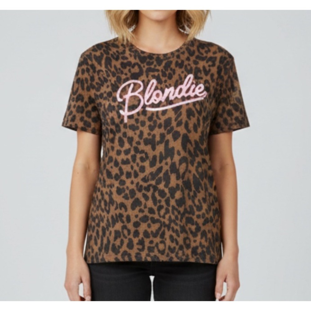 ZUTTER Brown/Black Faded Leopard PINK BLONDIE GRAPHICS Basic Tee T-Shirt Top M